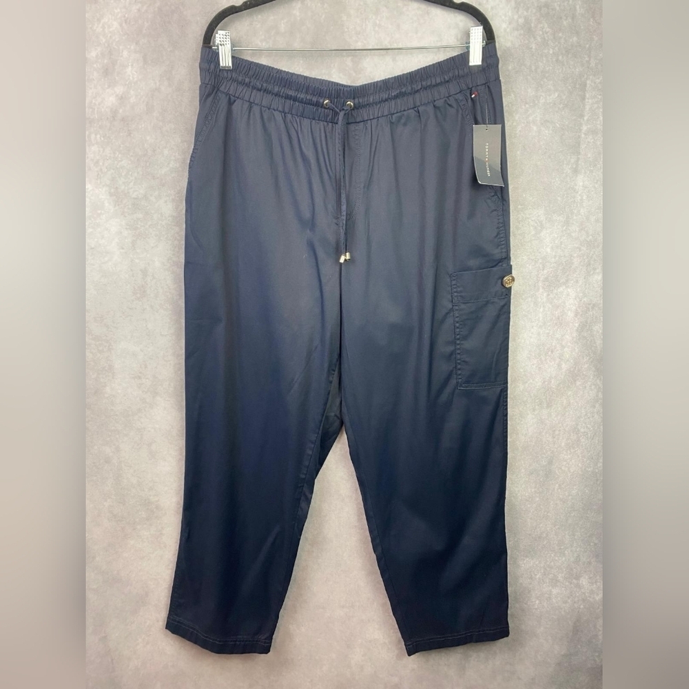 Tommy Hilfiger Navy Pull On Casual Dress Pants Straight Leg Women’s Size XL
